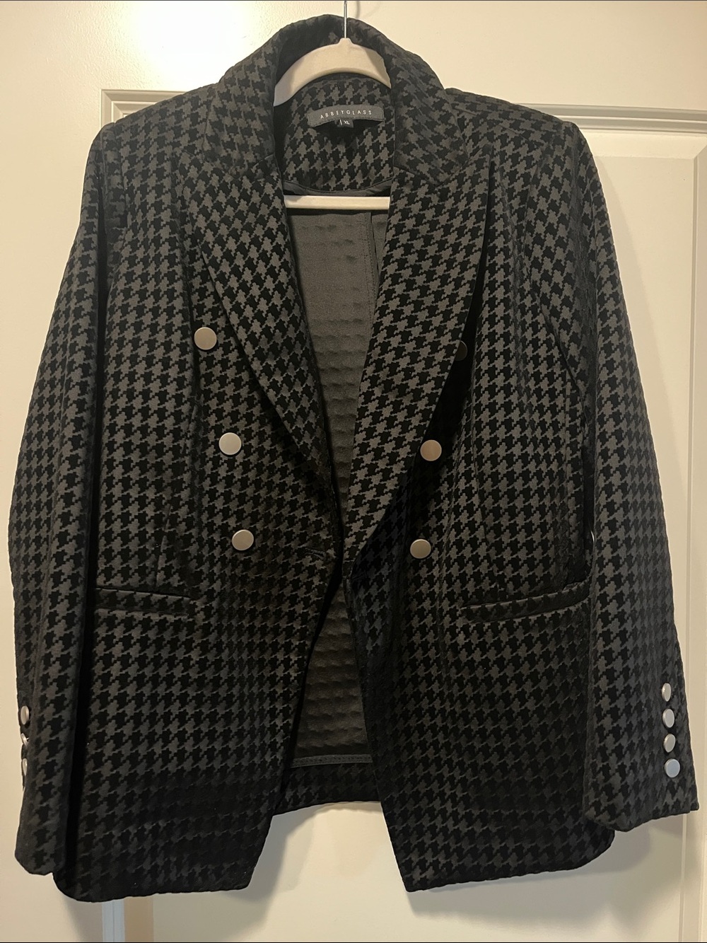 Abbie Glass Black Houndstooth Women’s Blazer Jacket XL